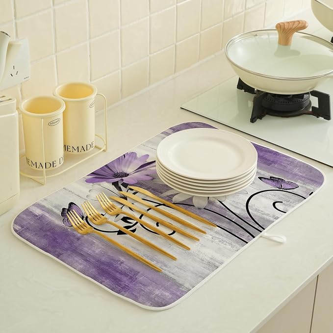 Floral Dish Drying Mat 18x24 Inches - Image 3