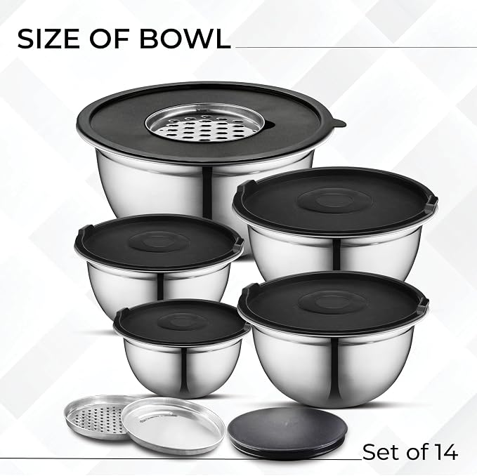 AVADOR Premium Brushed Stainless Steel Mixing Bowls Sets, Space Saving - Image 4