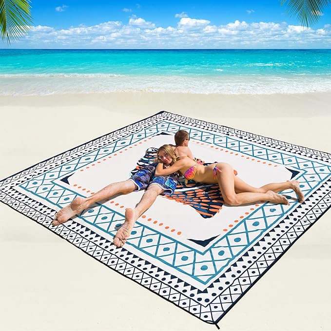 WIWIGO Beach Blanket Waterproof Sandproof Beach Mat 79" X 83"/10'x9'for 2-8 by WIWIGO