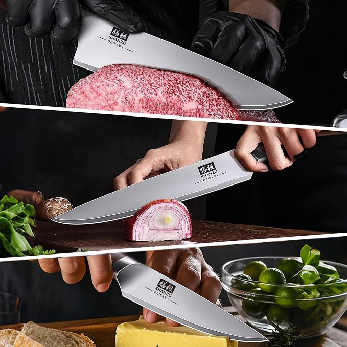SHAN ZU Japanese Knife Set 3 PCs, High Carbon 10Cr15Mov Stainless Steel Chef - Image 6