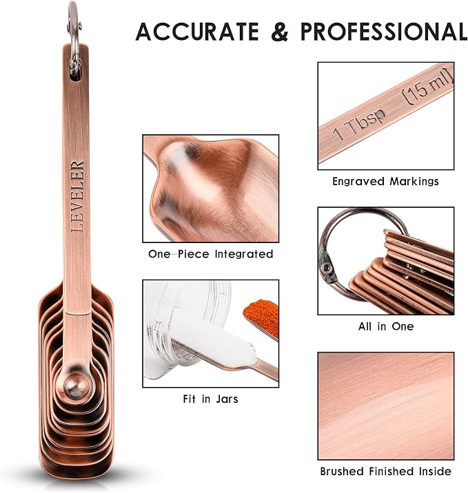Measuring Cups and Spoons Set, Copper Measuring Cups and Spoons Set - Image 8