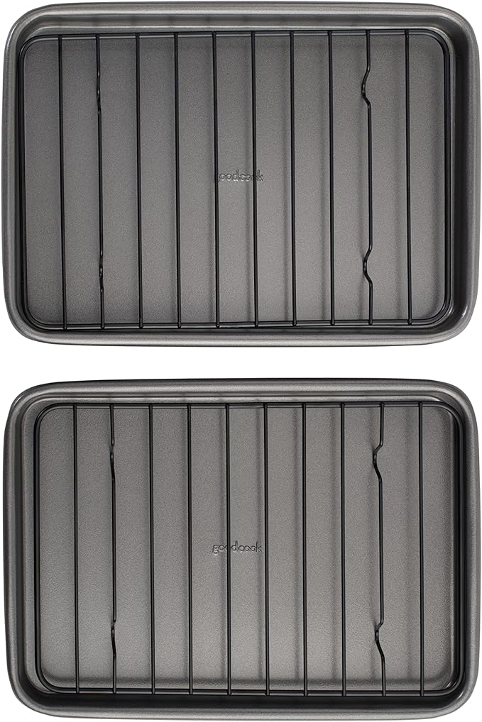 GoodCook Set of 2 Nonstick Steel 9" x 6" Toaster Oven Mini Baking Sheets by GoodCook