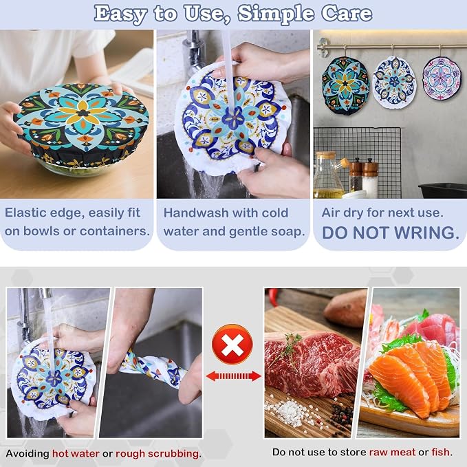 5-Size Reusable Beeswax Bowl Covers - Image 6