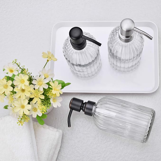 16Oz Clear Glass Soap Dispenser - Image 2