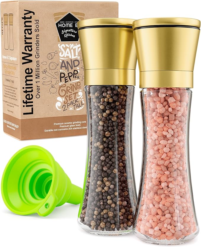 Home EC Original Gold Salt and Pepper Grinder Set of 2 by HOMEEC