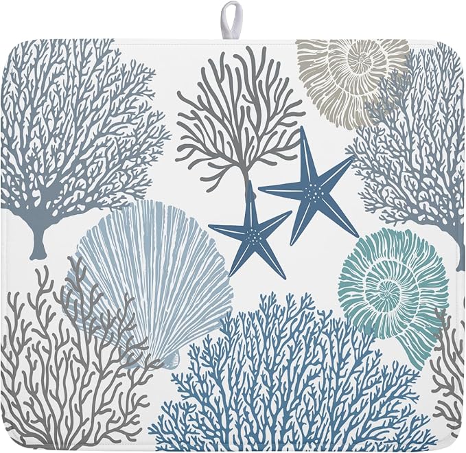Summer Coastal Dish Drying Mats by Kawani