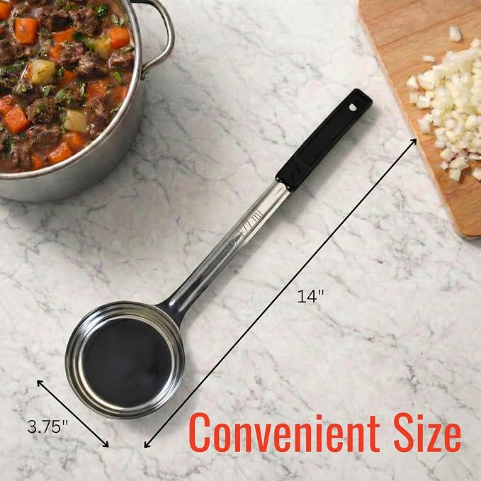 6 Ounce Solid Stainless Steel Portion Control Ladle Spoon - Image 6