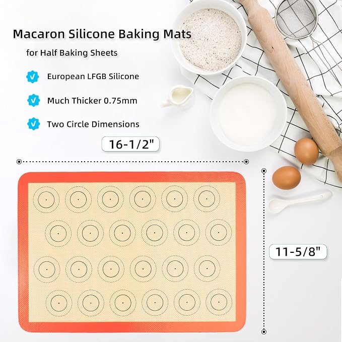 AMYONE Macaron Silicone Baking Mat, Non-Stick Silicone Cookie Sheet Liners - Image 2