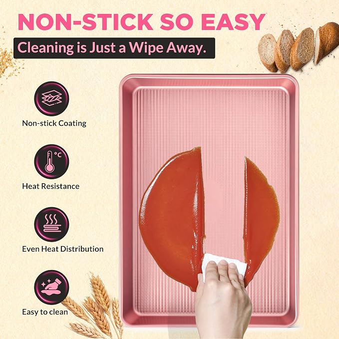 Professional Non-Stick Baking Sheets Set, 3-Piece Heavy Duty Carbon Steel - Image 6