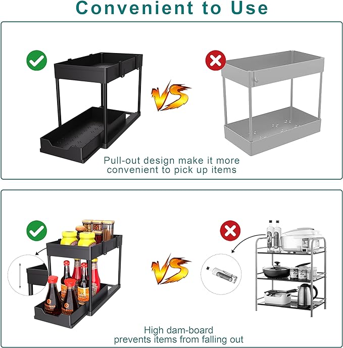 MEAFBIRD 2 Pack Under Sink Organizer, 2 Tier Bathroom Cabinet Organizer - Image 4