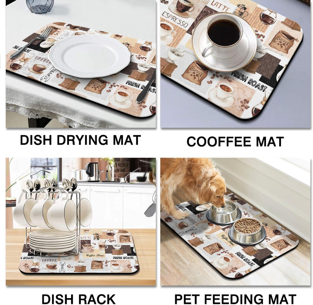 Coffee Mat 19inx12in, Absorbent Hide Stain Anti-Slip Coffee Bar