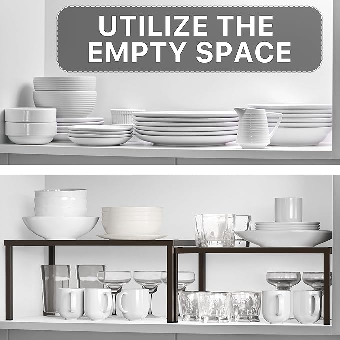 Simple Houseware Expandable Stackable Cabinet and Counter Shelf Organizer - Image 5