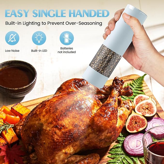 Electric Salt and Pepper Grinder Set Automatic Battery Pepper Mill Shakers - Image 3