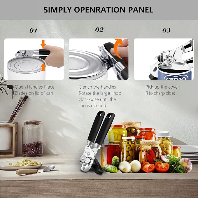 Can Opener, Professional 3-In-1 Multifunctional Manual Can Openers Bottle Opener - Image 6