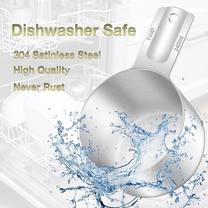 1PCS 1Cup Single Measuring Cup, Etched Inner Scale Stainless Steel Measure Scoop - Image 6