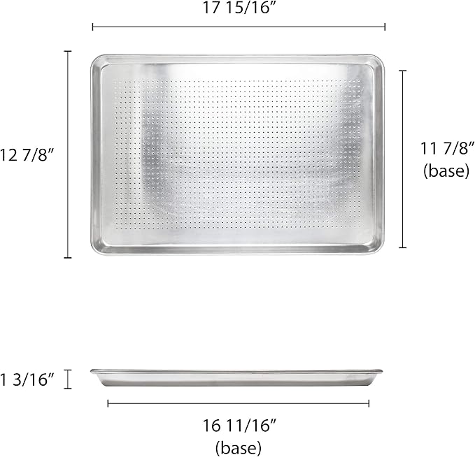 Excellante 18" X 13" Half Size Aluminum Sheet Pan, Perforated, Comes In Each - Image 2