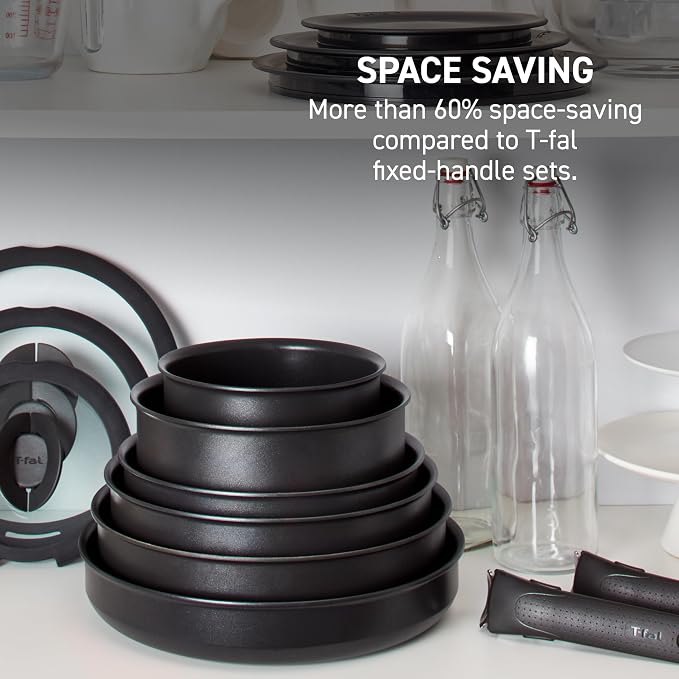 T-fal Ingenio Nonstick Cookware Set 10 Piece, Oven Broiler Safe 500F, Pots and - Image 3
