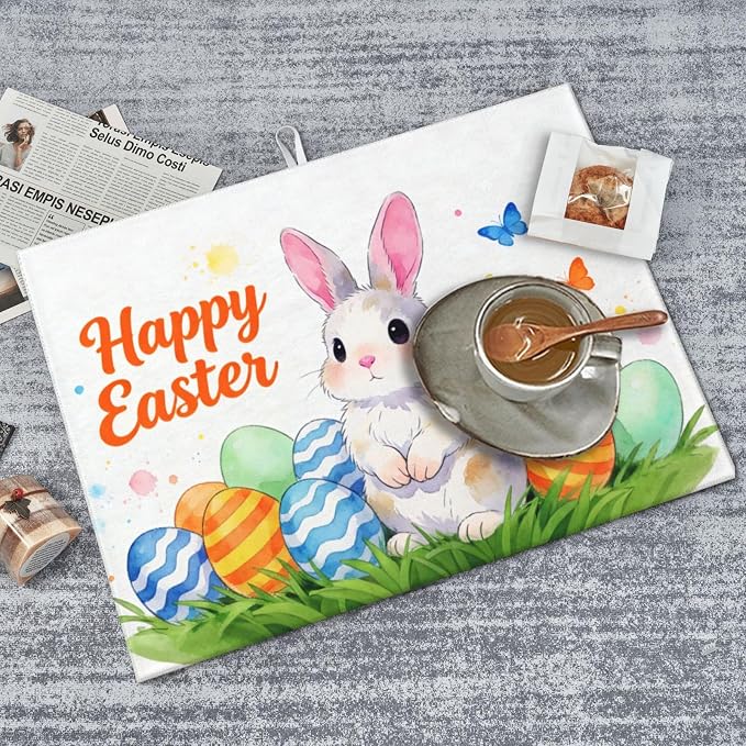 Easter Bunny Dish Drying Mat, for Kitchen Counter Microfiber Absorbent Easter - Image 5