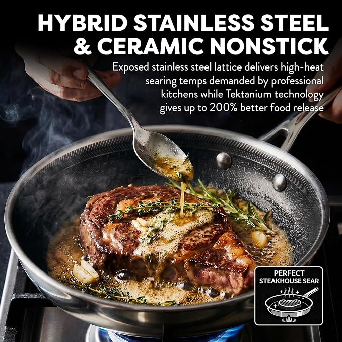 Gotham Steel Ceramax 12 Pcs Tri Ply Hybrid Stainless Steel Cookware Set - Image 4