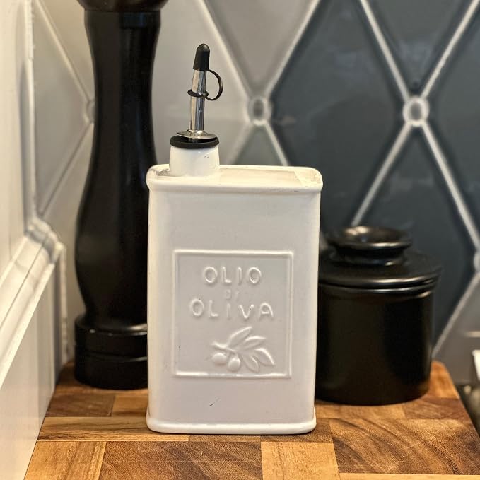 Fox Run White Ceramic Oil Can, 17 oz/500 ML Olive Oil Dispenser - Image 2