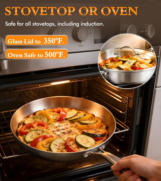 16-Piece Pots and Pans Set, Tri-Ply Stainless Steel Cookware Set - Image 6