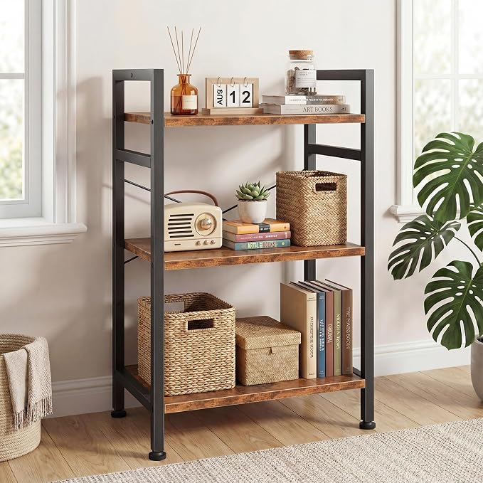 DUMOS 3 Tiers Bookshelf, Classical Book Shelf, Tall Display Shelves in Living - Image 7