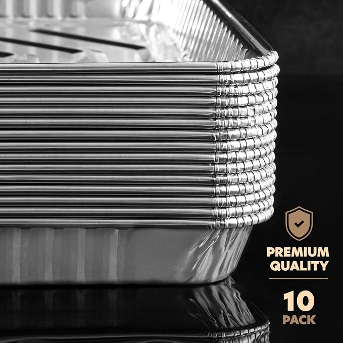 PLASTICPRO Aluminum Pans 10 Pack Disposable Cookie Sheets 9'' x 13'' Baking - Image 7