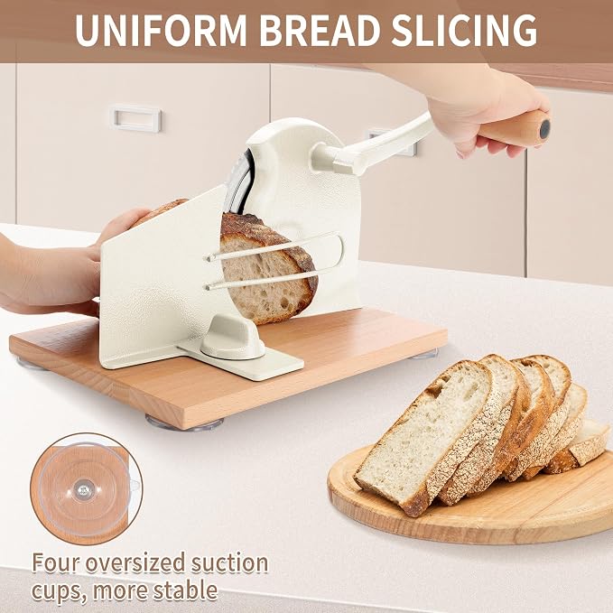 CAWIU Manual Bread Slicer with Hand Crank- Adjustable Thickness Bread Cutter - Image 5