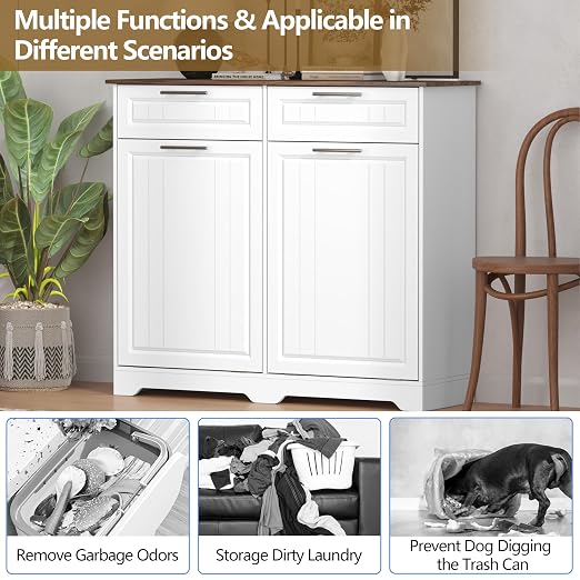 Double 10 Gallon Tilt Out Trash Can Cabinet - Image 4