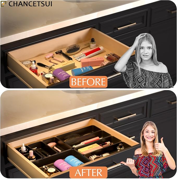 9 Pcs Stackable Drawer Organizer Trays Set, Desk Drawer Organizer Office. - Image 6