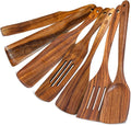 7 PCS Wooden Spatula for Cooking, Natural Teak Wooden Utensil Set, Non-Toxic by Vorisebo
