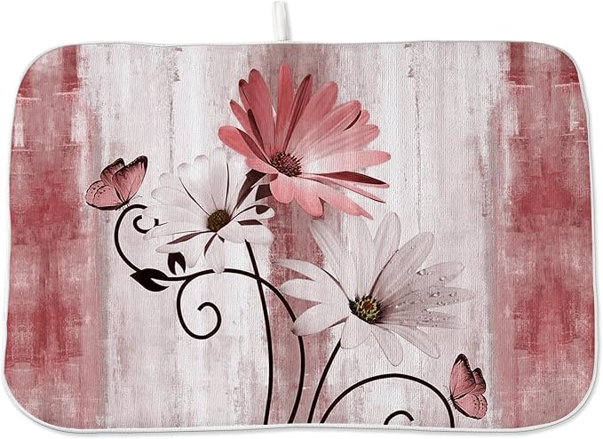 Floral Dish Drying Mat 18x24 Inches by OFIRD
