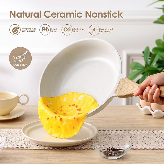 SENSARTE Nonstick Ceramic Frying Pan Skillet, 12.5 Inch Omelet Pan, Healthy Non - Image 2