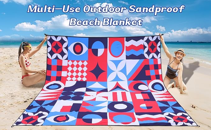 HIHOHO Beach Blanket Waterproof Sandproof Extra Large Beach Mat 79" X - Image 6