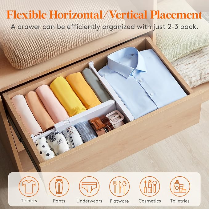 Lifewit 12 Pack 4" High Drawer Dividers 28-43.5cm/11-17" Adjustable Drawer - Image 6