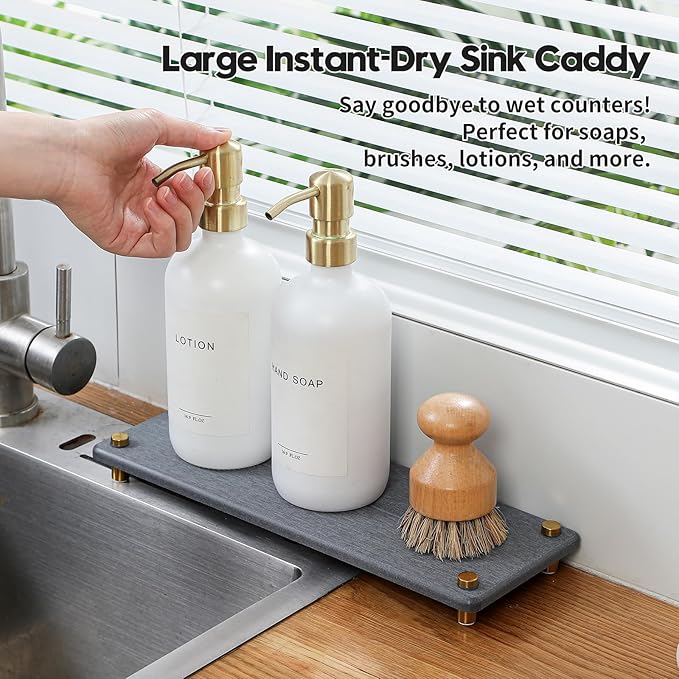 Kitchen Sink Caddy Water Absorbing Stone Drying Tray, Diatomite Bathroom Sink - Image 3