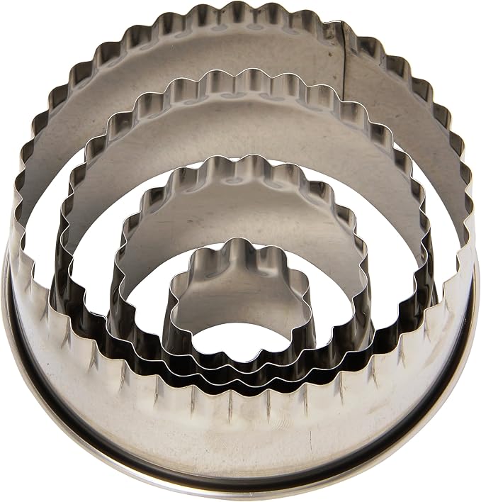 Ateco Fluted Edge Round Cutters in Graduated Sizes, Stainless Steel by Ateco