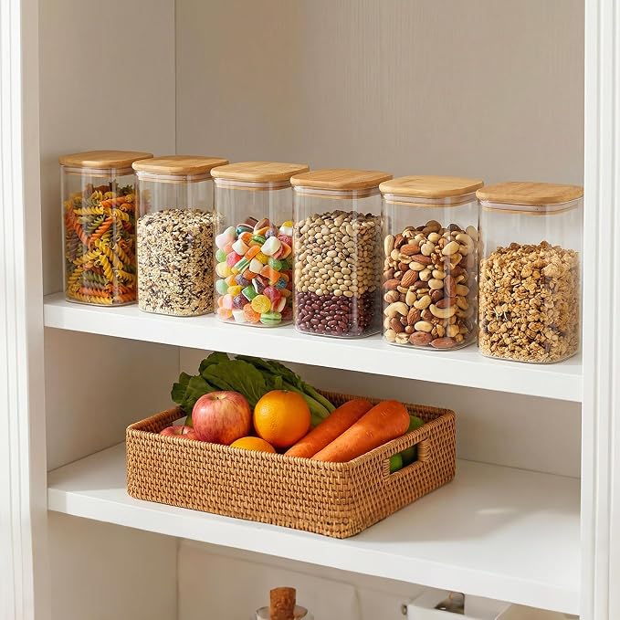 Moretoes 6 Pack 1.2qt Square Glass Storage Containers - Image 6