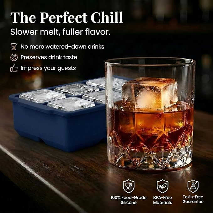 KitchFort Large Silicone Ice Cube Tray, Easy Release 2" Big Ice Cubes - Image 4