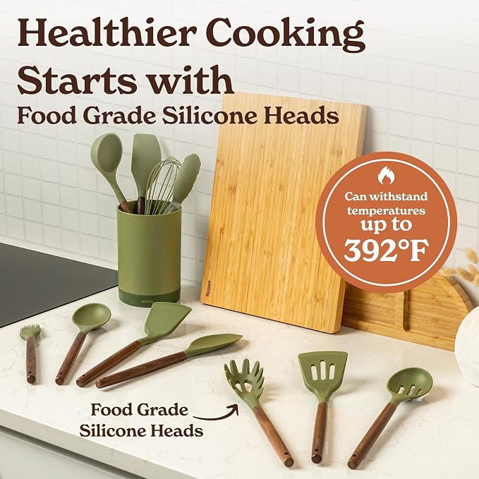 Silicone Kitchen Utensils Set & Holder: Cooking Utensils Set - Image 4