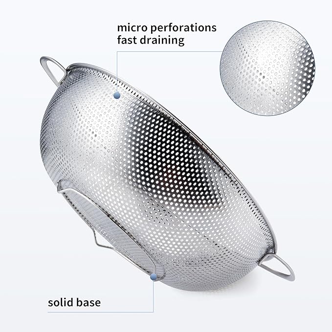 Gulex Colander Stainless Steel 5-Quart, Metal Strainers - Image 3