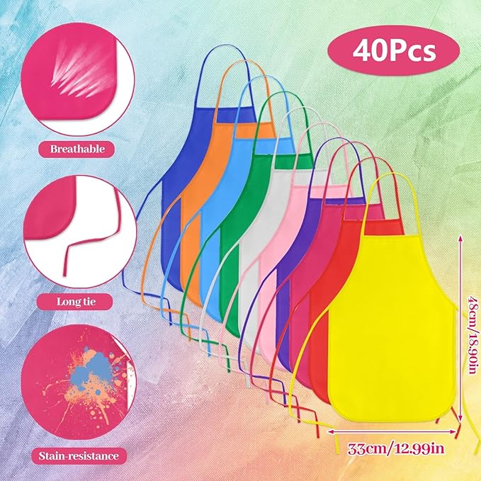 KUUQA 16/24/30/36/40Pcs Kids Apron Painting Aprons - Image 2