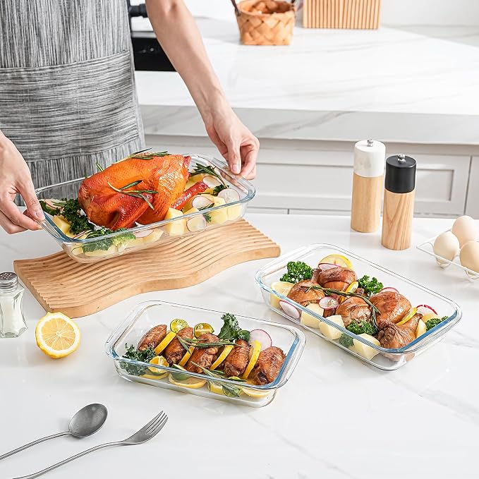 High Borosilicate Glass Baking Tray 3-Piece Set, 2.3 Quarts+1.6 Quarts+1.0 - Image 7