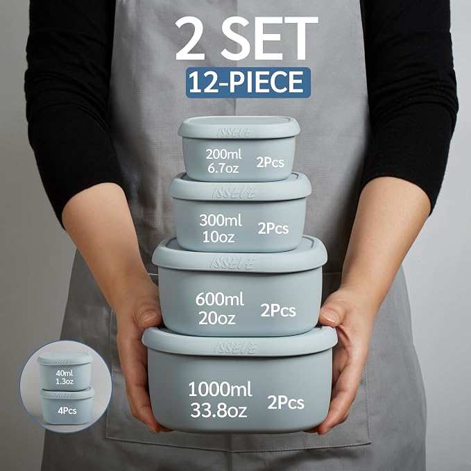 ISSEVE 12Pcs/Set Nesting Silicone Food Storage Containers - Image 2