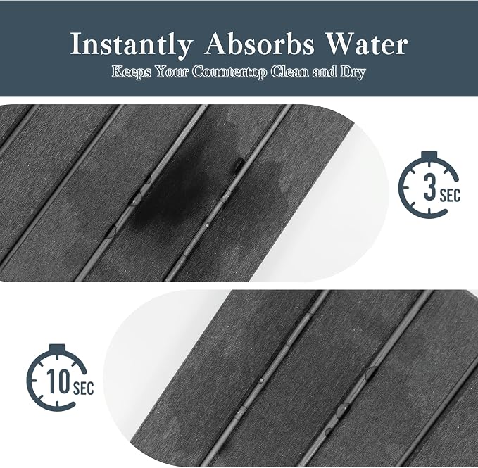 2pcs Stone Dish Drying Mat for Kitchen Counter, Quick-Dry Diatomaceous Earth - Image 4