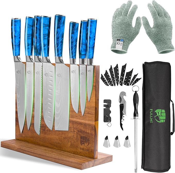 FULLHI 15pcs Japanese Knife Set by ExpertForPortableAndButcherKnifeSet