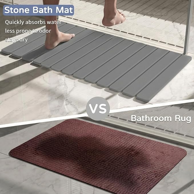 Large Stone Bath Mat 31.5 x 19.7in, Quick Dry Diatomaceous Earth Mats - Image 7