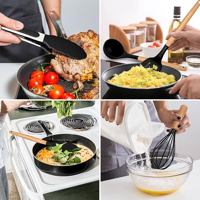 Kitchen Utensils Set of 12, E-far Silicone Cooking Utensils - Image 5
