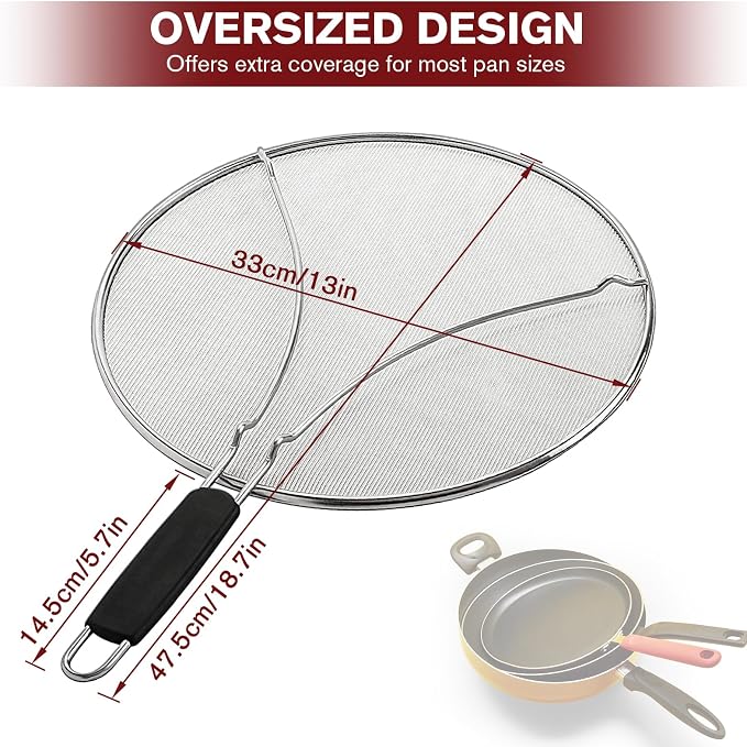 Splatter Screen for Cooking, Perforated Stainless Steel, 13 Inch Stainless - Image 2