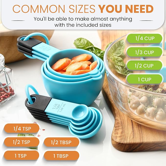Spring Chef Magnetic Measuring Cups and Spoons Set of 9, Nesting Plastic - Image 3